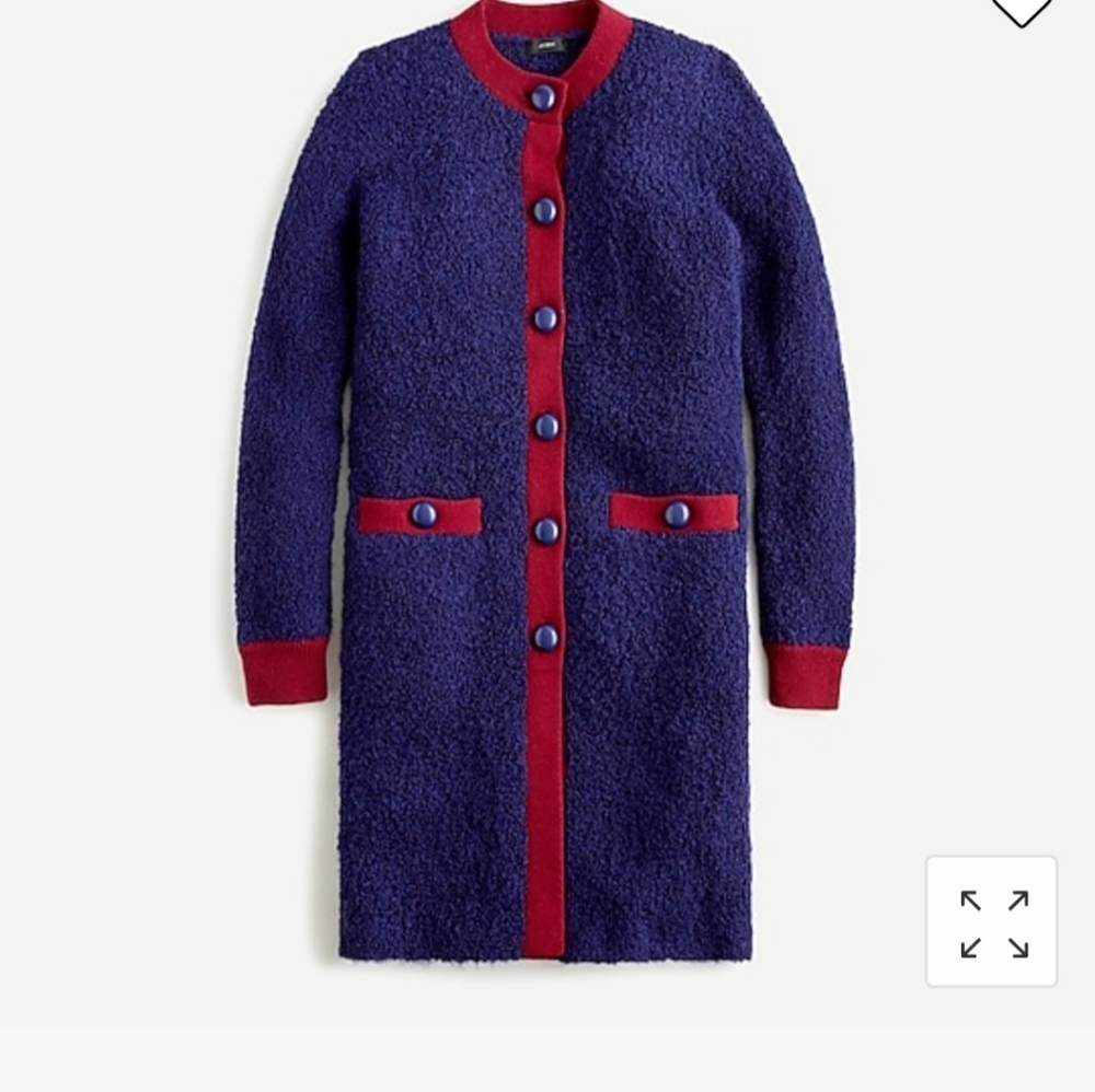 J Crew long contrast trim cardigan